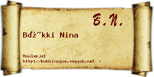 Bükki Nina névjegykártya